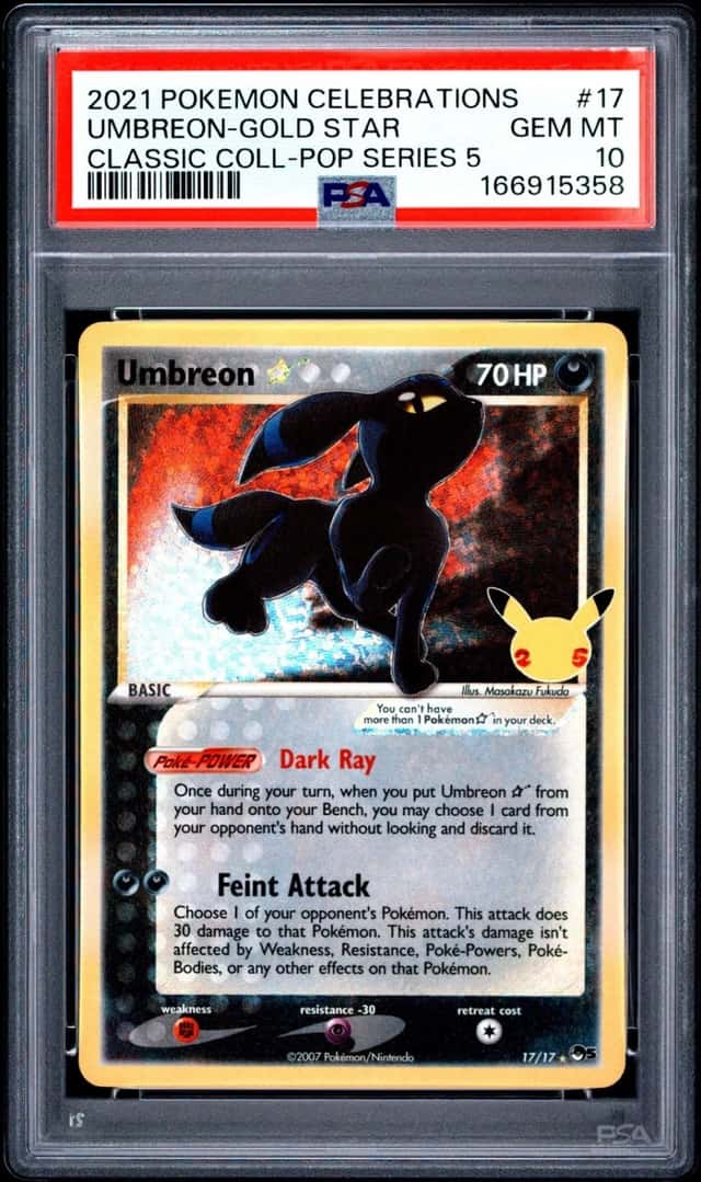 2021 POKEMON CELEBRATIONS CLASSIC COLLECTION #17 UMBREON-GOLD STAR PSA 10