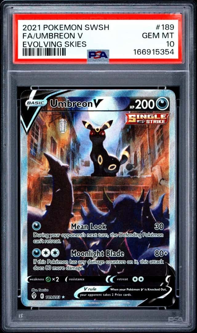2021 POKEMON SWORD & SHIELD EVOLVING SKIES #189 FULL ART/UMBREON V PSA 10
