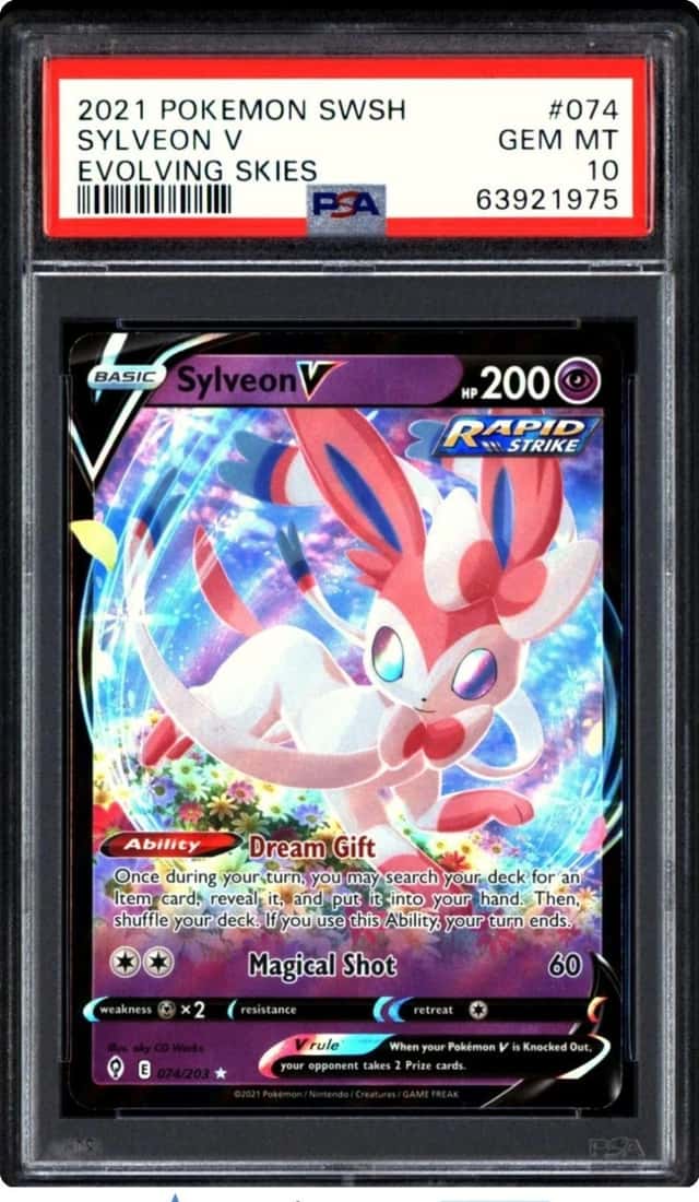 Pokemon 2021 Sylveon V 074/203 Rapid Strike Evolving Skies GEM MINT PSA 10