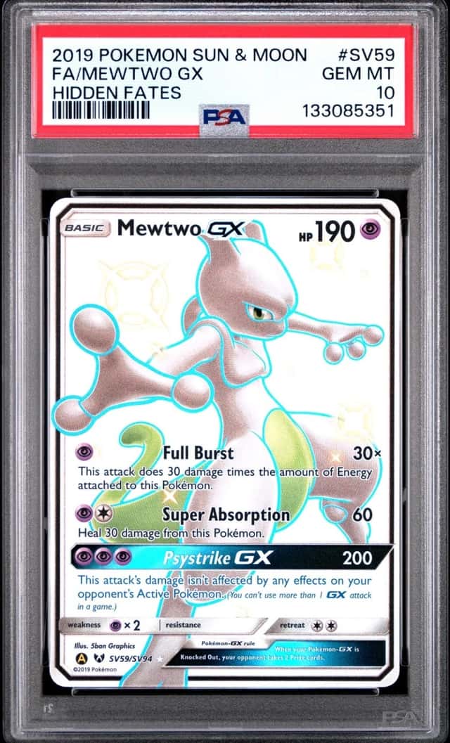 Pokemon Mewtwo GX Hidden Fates Full Art SV59/SV94 PSA 10 Gem Mint