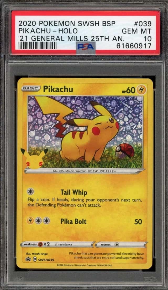 Pokemon Pikachu Holo Swsh Promo 039 2021 General Mills 25th Anniversary PSA 10