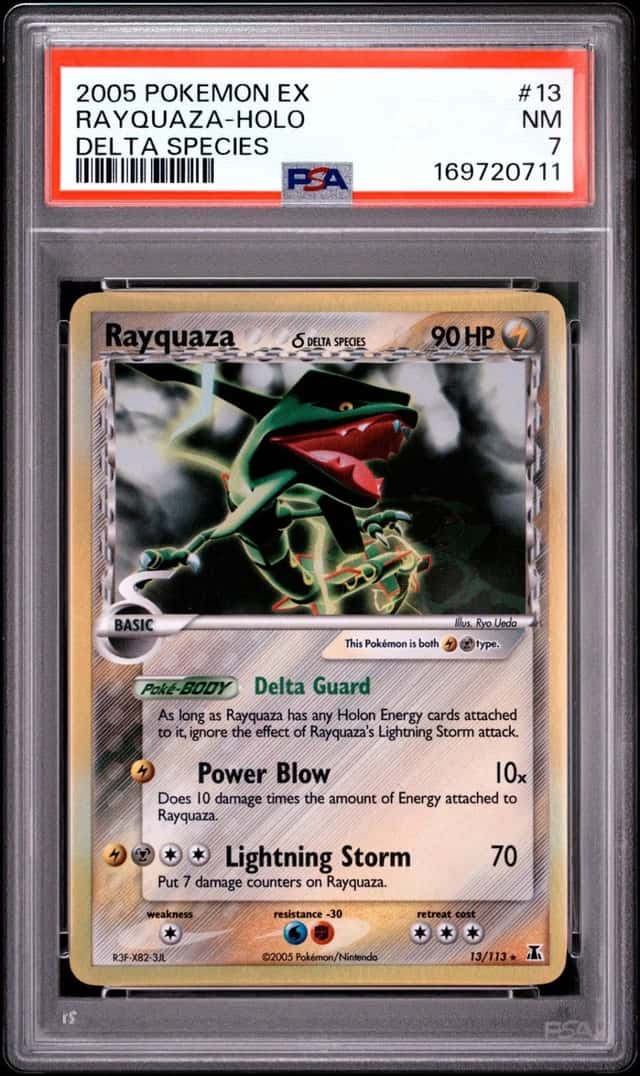 2005 POKEMON EX DELTA SPECIES #13 RAYQUAZA-HOLO PSA 7
