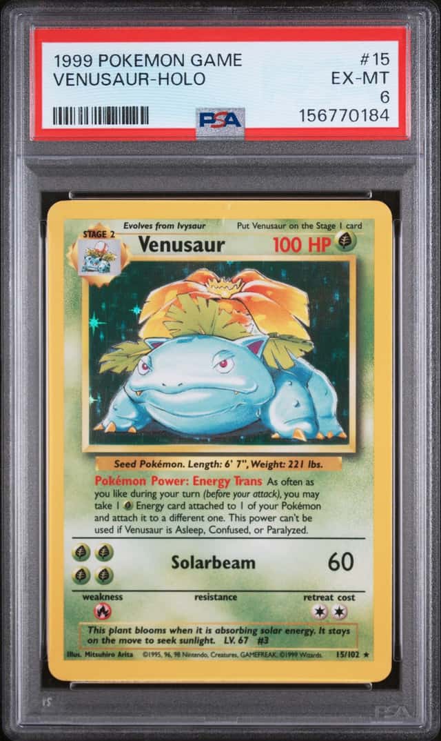 1999 Pokemon Unlimited Venusaur Rare Holo #15/102 PSA 6