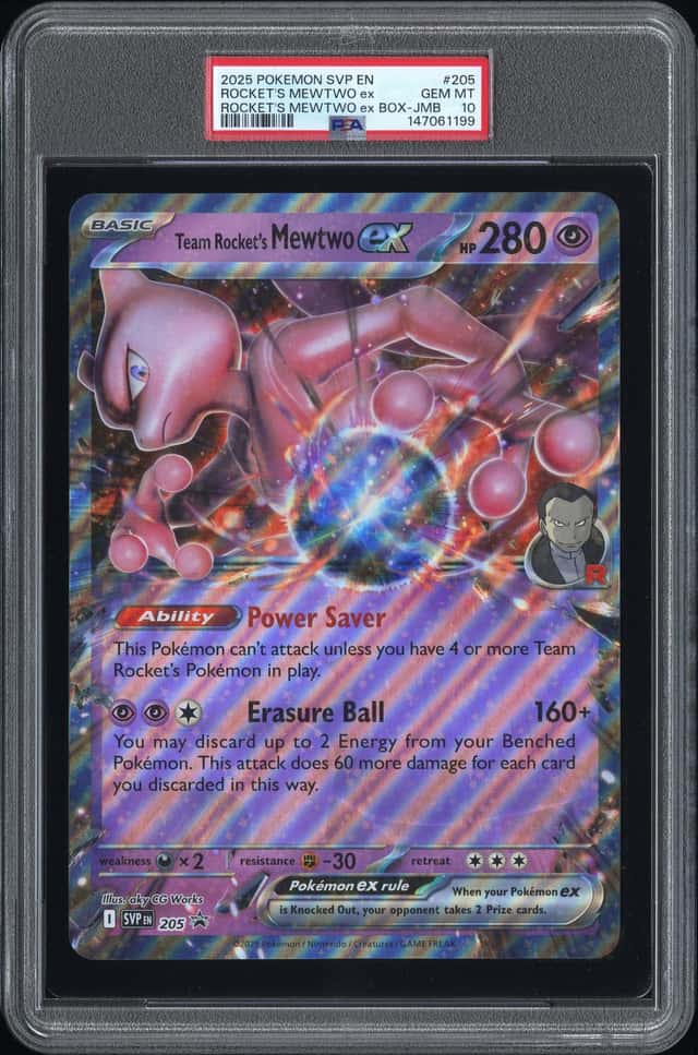 PSA 10 POKEMON SVP EN-SV BLACK STAR PROMO #205 TEAM ROCKET'S MEWTWO EX BOX JUMBO