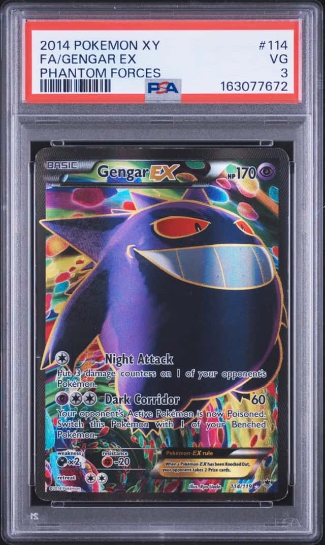2014 POKEMON XY PHANTOM FORCES #114 FULL ART/GENGAR EX PSA 3