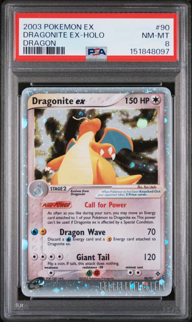 2003 POKEMON EX DRAGON #90 DRAGONITE EX-HOLO PSA 8