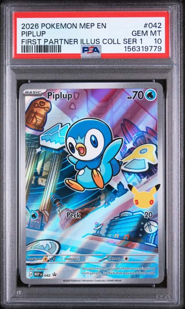 2026 POKEMON MEP FIRST PARTNER ILLUSTRATION COLLECTION #042 PIPLUP PSA 10