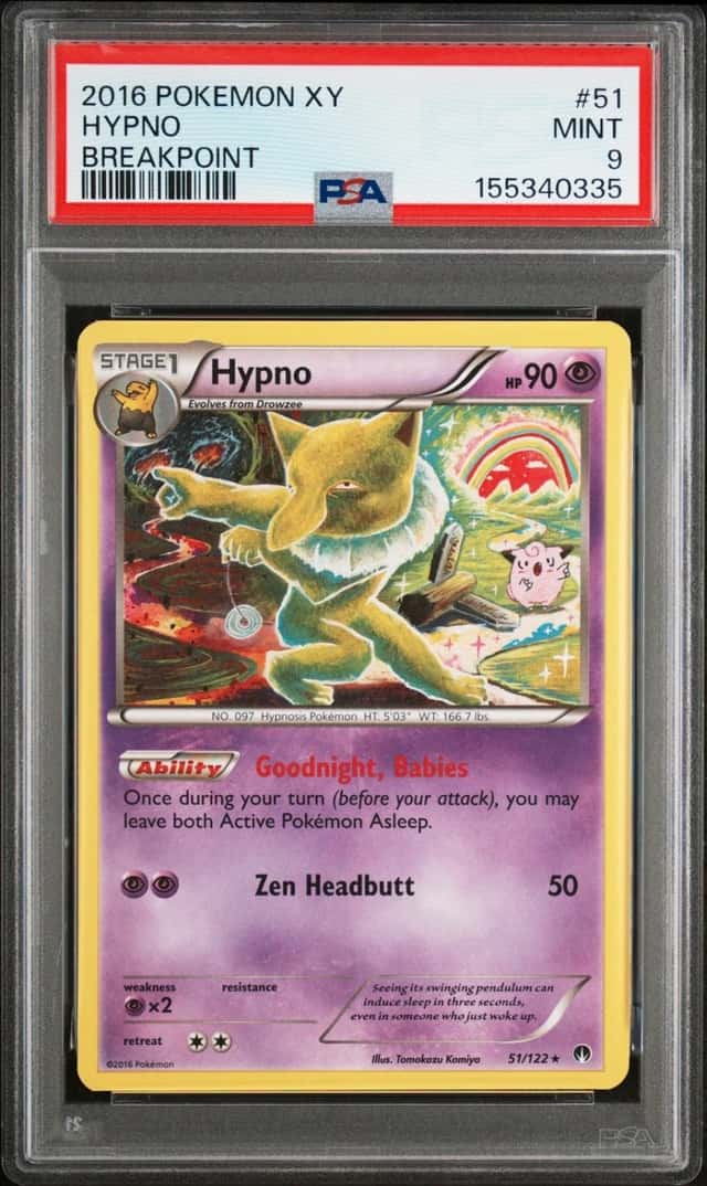 2016 POKEMON XY BREAKPOINT #51 HYPNO PSA 9