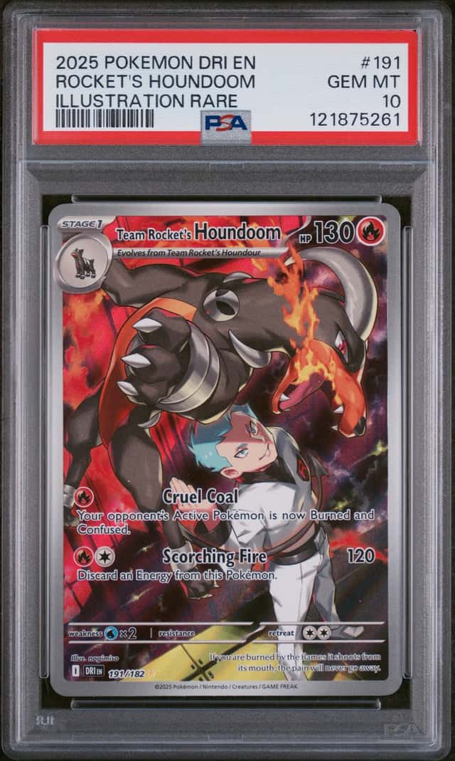 TEAM ROCKET'S HOUNDOOM 2025 POKEMON 191/182 ILLUSTRATION RARE PSA 10 Q3855