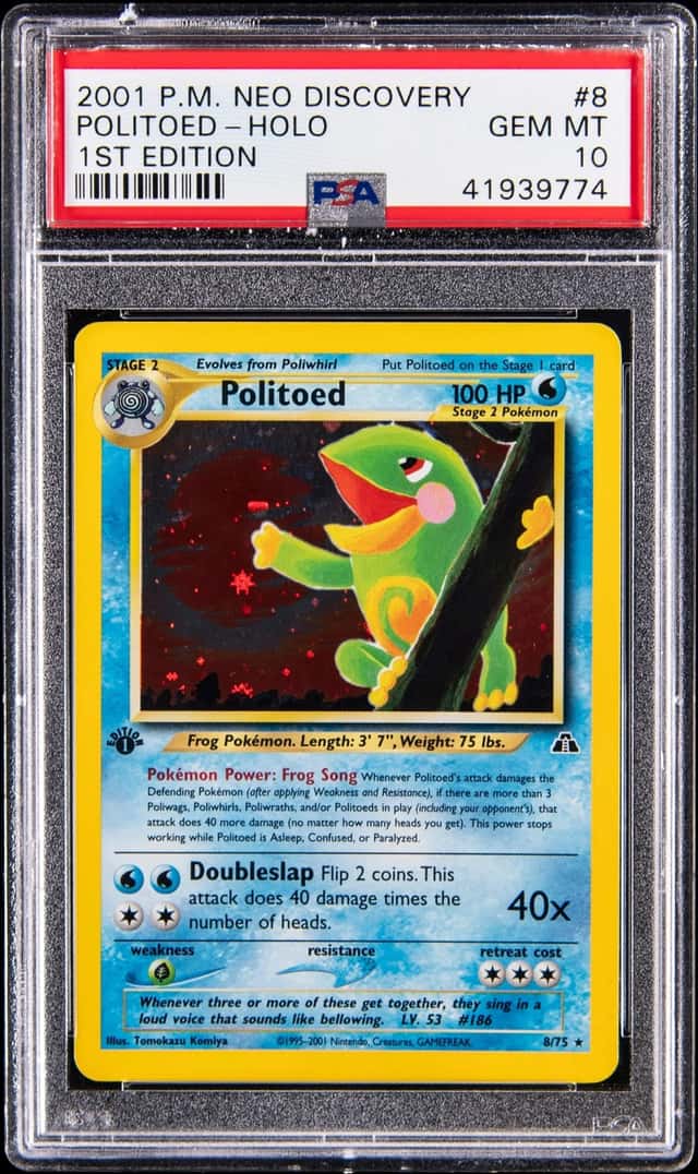 2001 Pokemon Neo Discovery 1st Edition Holo #8 Politoed - PSA GEM MT 10