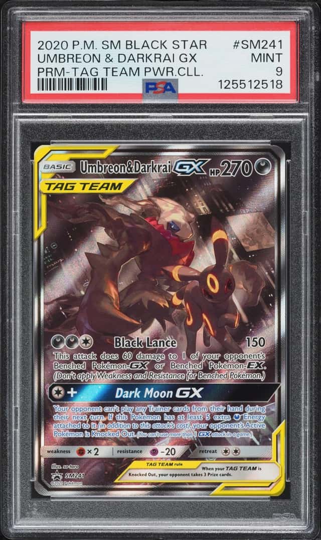 2020 Pokemon Sun & Moon Promo Tag Team Powers Full Art Umbreon Darkrai GX #SM241 PSA 9 MINT