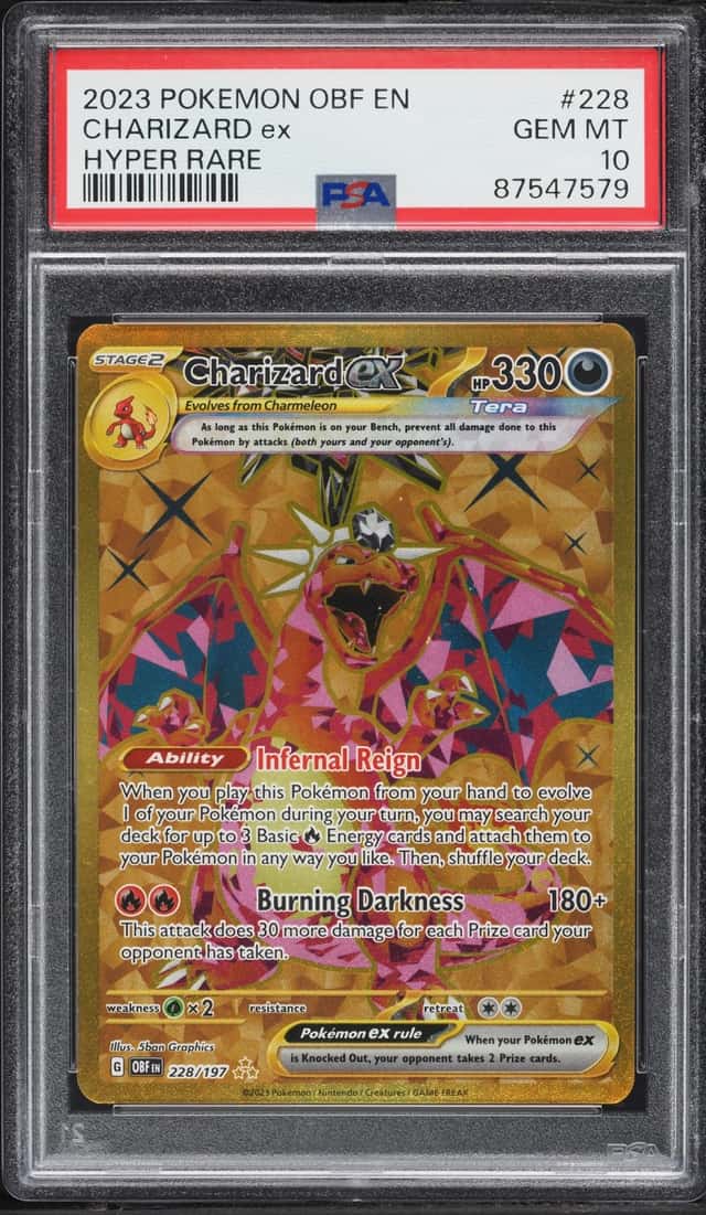 2023 Pokemon Scarlet & Violet Obsidian Flames Gold Rare Charizard ex #228 PSA 10 GEM MINT
