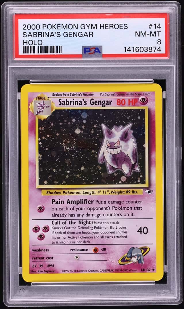 2000 Pokemon Gym Heroes Holo Sabrina's Gengar #14 PSA 8 NM-MT