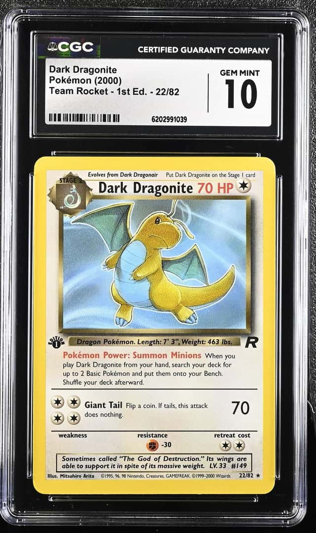 2000 Pokemon Team Rocket 1st Edition Dark Dragonite #22 CGC 10 GEM MINT