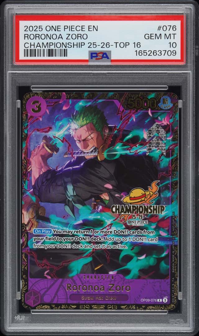 2025 One Piece Championship 25-26 Top 16 #076 Roronoa Zoro PSA 10 GEM MINT