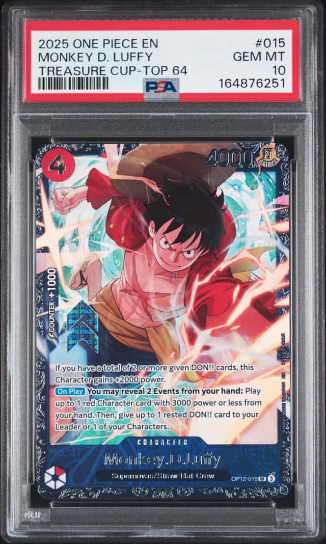 2025 ONE PIECE PROMOS TREASURE CUP-TOP 64 #015 MONKEY D. LUFFY PSA 10