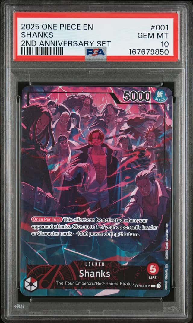 2025 One Piece 2nd Anniversary Shanks #OP09-001 PSA 10 GEM MINT
