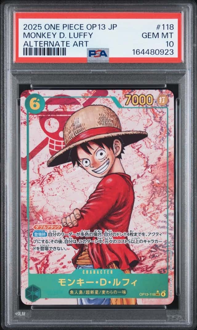 2025 ONE PIECE JAPANESE CARRYING ON HIS WILL ALT ART #118 MONKEY D. LUFFY PSA 10
