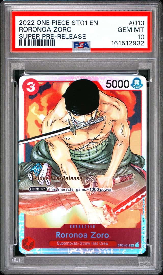 2022 One Piece ST01 EN Super Pre-Release #ST01-013 Roronoa Zoro PSA 10 GEM MINT