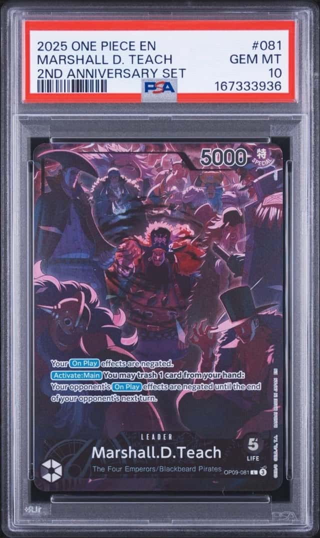 Marshall.D.Teach (English Version 2nd Anniversary Set) OP09-081 One Piece PSA 10