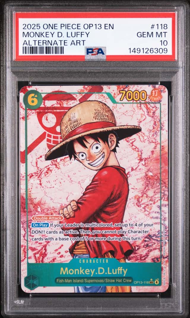 One Piece 2025 Monkey D. Luffy OP13-118 Alternate Art SR GEM MINT PSA 10
