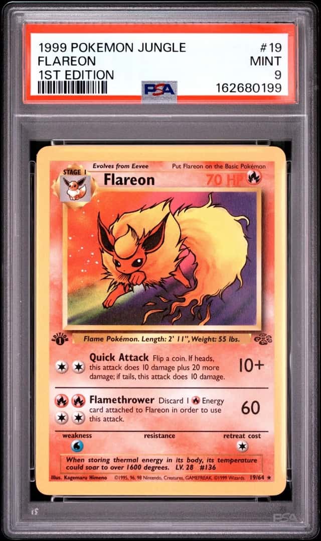 1999 POKEMON JUNGLE 1ST EDITION #19 FLAREON PSA 9
