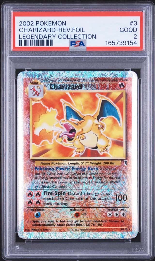 2002 POKEMON LEGENDARY COLLECTION #3 CHARIZARD-REVERSE FOIL PSA 2