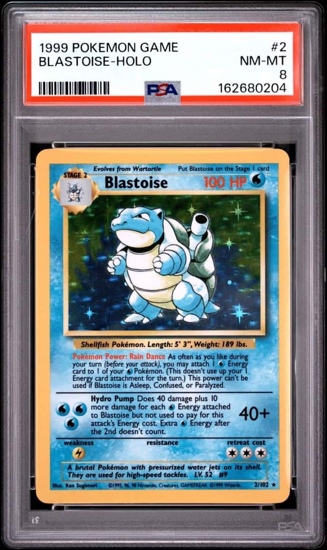 1999 POKEMON BASE SET UNLIMITED #2 BLASTOISE-HOLO PSA 8