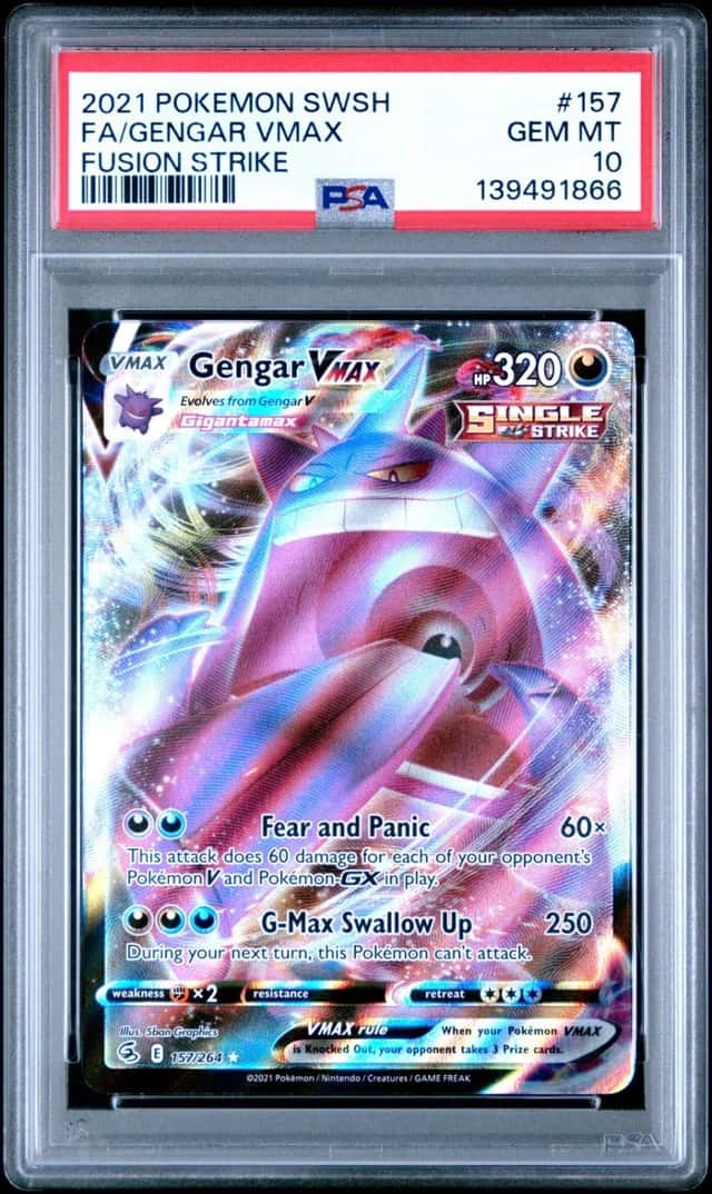 2021 POKEMON SWORD & SHIELD FUSION STRIKE #157 FULL ART/GENGAR VMAX PSA 10