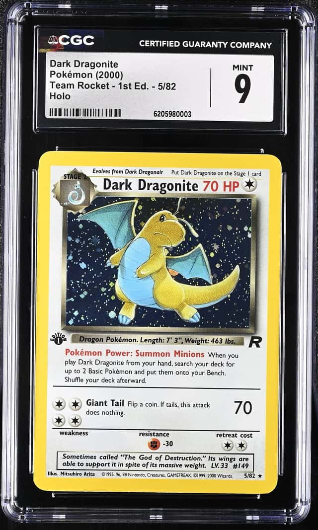 2000 Pokemon Team Rocket 1st Edition #5/82 Dark Dragonite Holo CGC 9 MINT