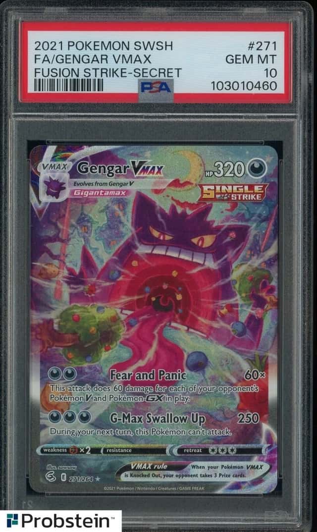 2021 Pokemon SWSH Fusion Strike Secret #271 FA Gengar VMAX PSA 10 GEM MINT