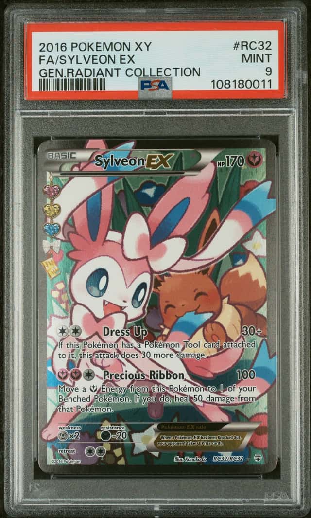 2016 POKEMON XY GENERATIONS RADIANT COLLECTION #RC32 FULL ART/SYLVEON EX PSA 9