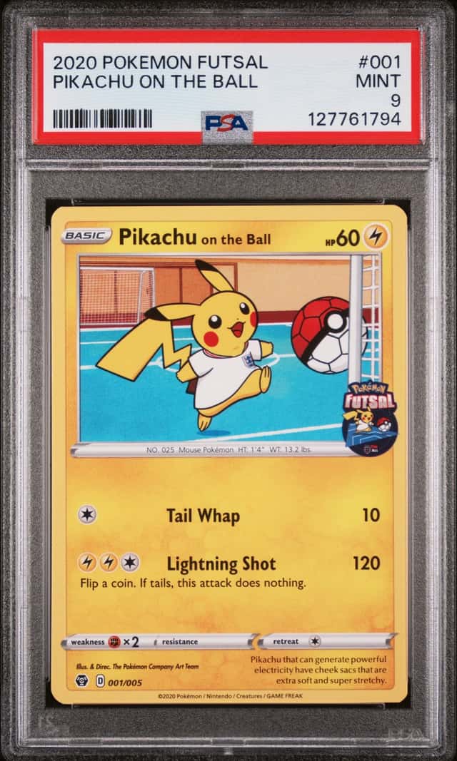 2020 Pokemon Futsal Promos Pikachu on the Ball #001/005 PSA 9