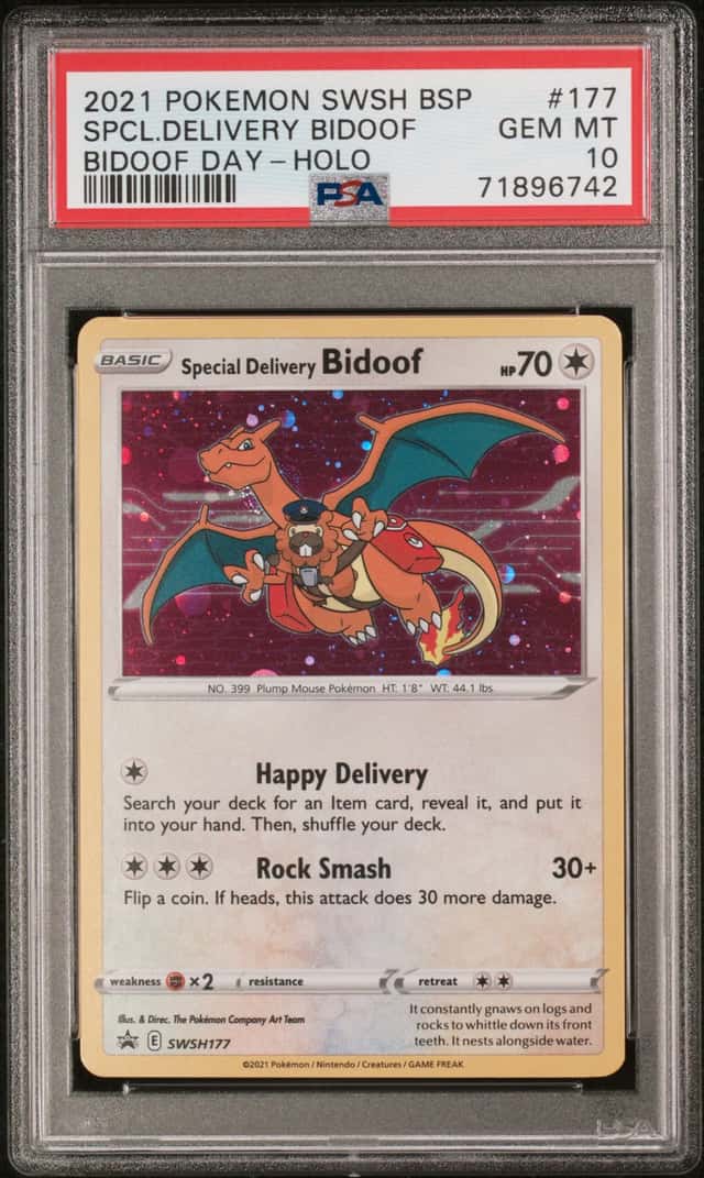 2021 Pokemon Bidoof Day Special Delivery Bidoof Holo #SWSH177 PSA 10 GEM MINT