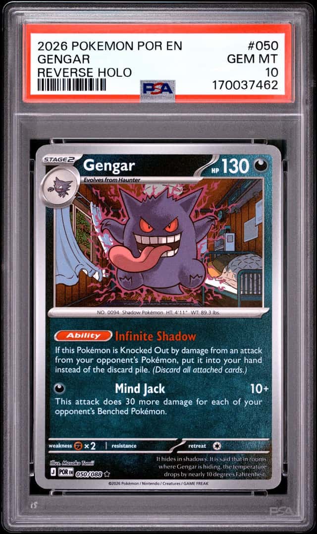 2026 POKEMON POR EN-PERFECT ORDER REVERSE HOLO #050 GENGAR PSA 10