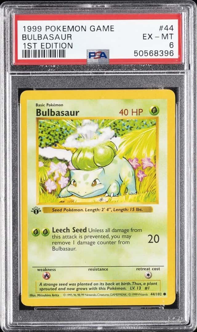 1999 POKEMON BASE SET 1ST EDITION #44 BULBASAUR PSA 6