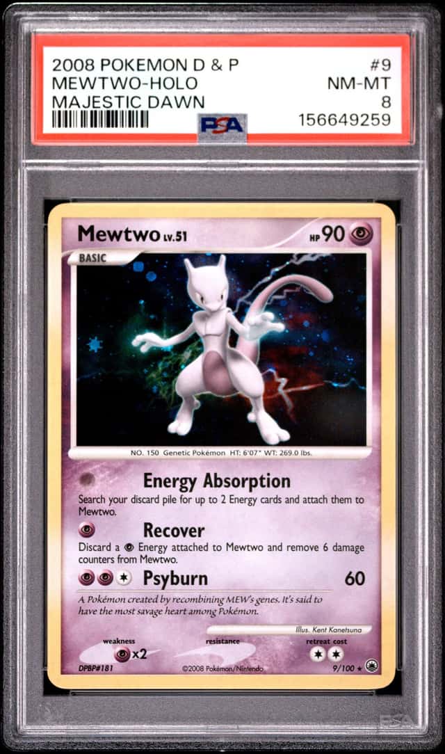 Pokemon Mewtwo Holo Majestic Dawn 9/100 PSA 8