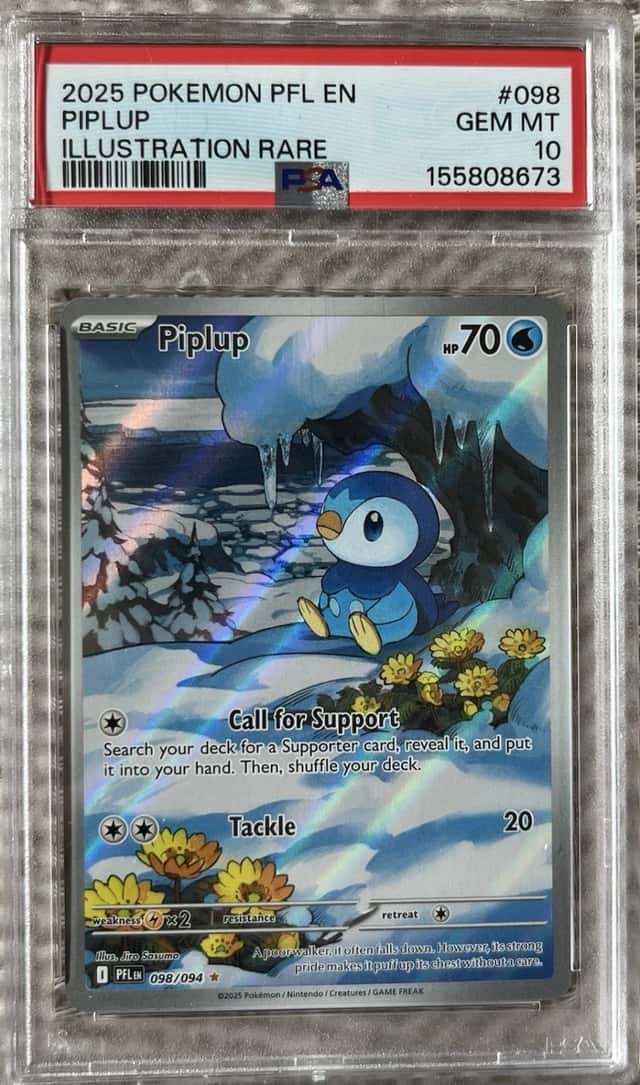2025 Pokémon PFL En Piplup #098 Illustration Rare PSA 10