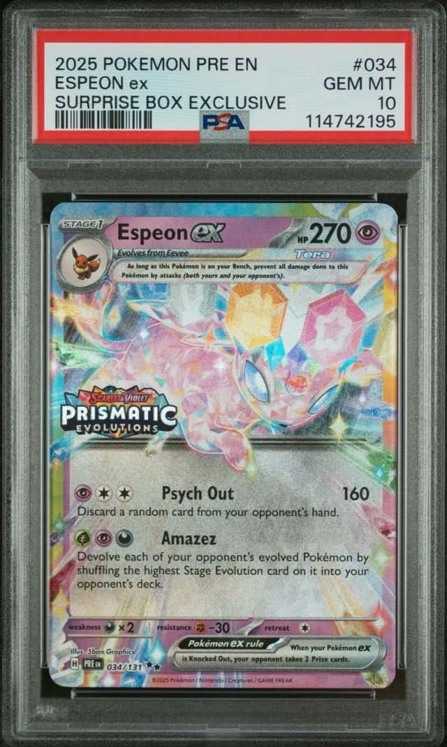 PSA 10 ESPEON EX (SURPRISE BOX EXCLUSIVE) — POKEMON PRE EN-PRISMATIC EVOLUTIONS 