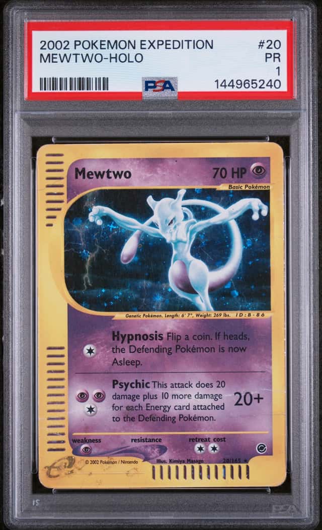 2002 Pokemon Expedition Mewtwo Holo #20/165 PSA 1