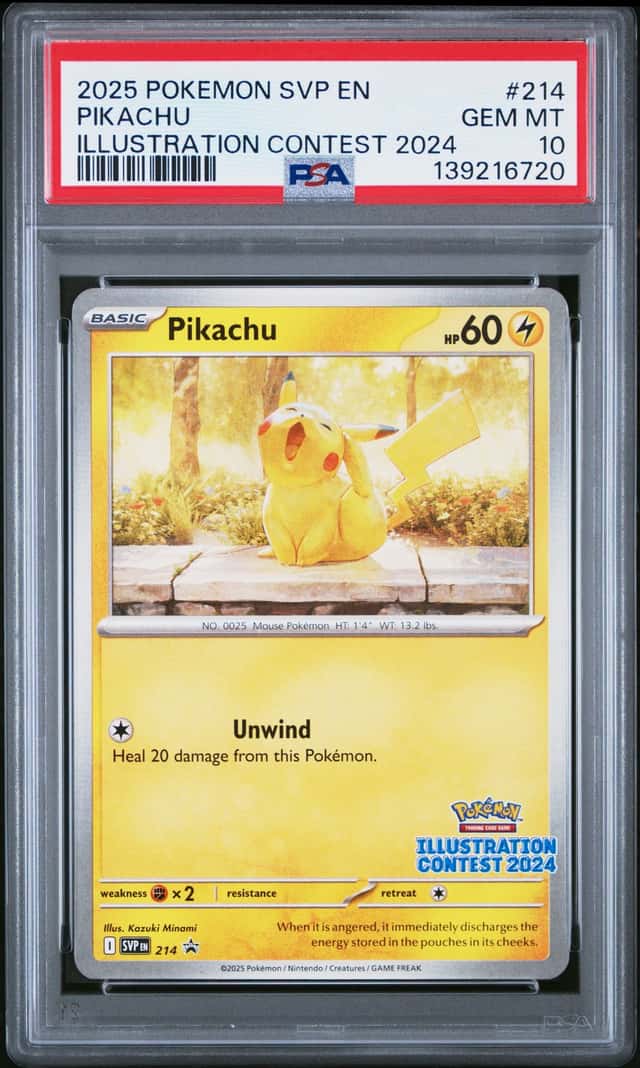 2025 POKEMON SV BLACK STAR PROMO #214 PIKACHU 2024 ILLUSTRATION CONTEST PSA 10