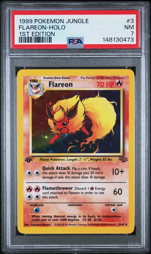 1999 POKEMON JUNGLE 1ST EDITION #3 FLAREON-HOLO PSA 7