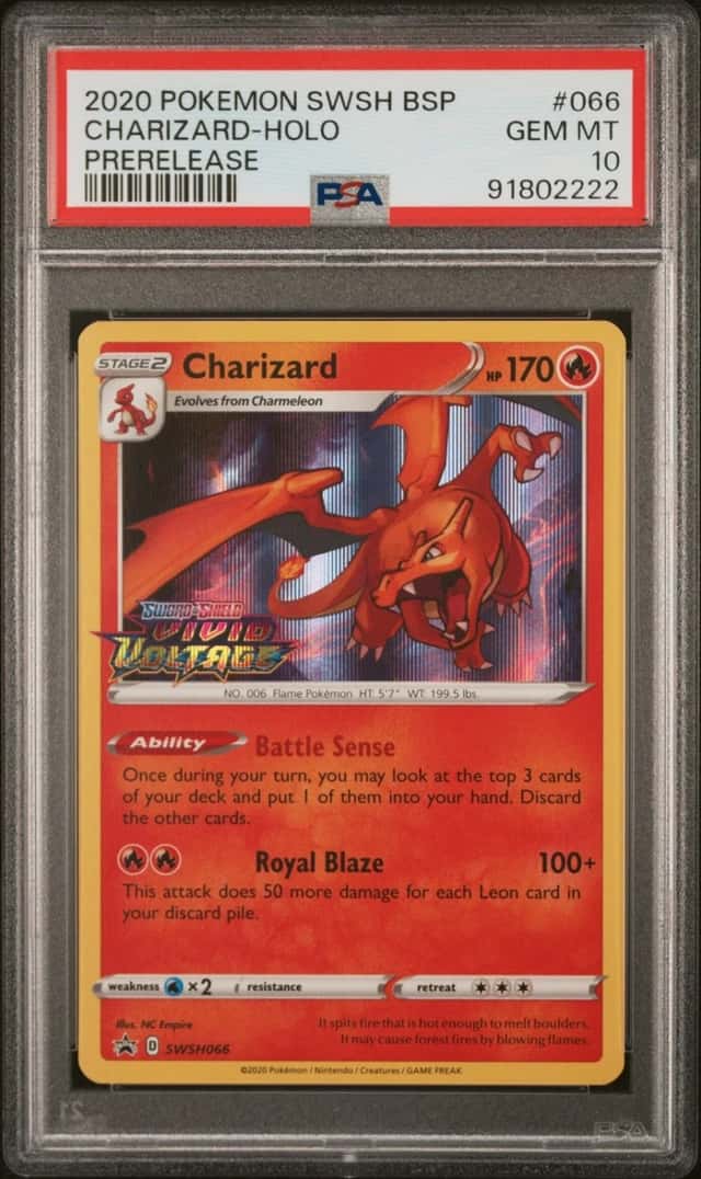 2020 POKEMON SWSH BLACK STAR PROMO PRERELEASE #066 CHARIZARD-HOLO PSA 10