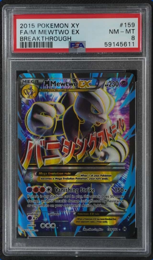 2015 POKEMON XY BREAKTHROUGH #159/162 MEGA MEWTWO EX FULL ART PSA 8