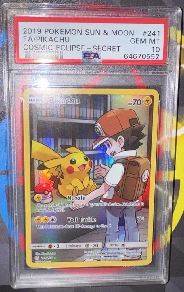 2019 Pokémon Sun and Moon FA/Pikachu Cosmic Eclipse Secret #241/236 PSA 10