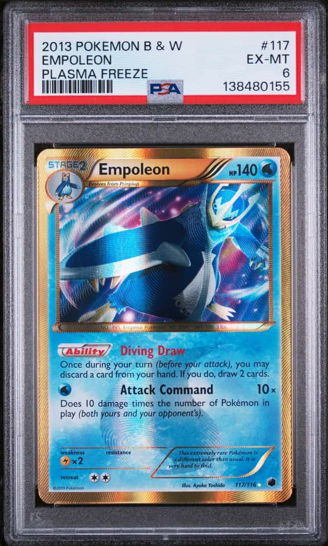 2013 POKEMON BLACK & WHITE PLASMA FREEZE #117/116 EMPOLEON SECRET RARE PSA 6