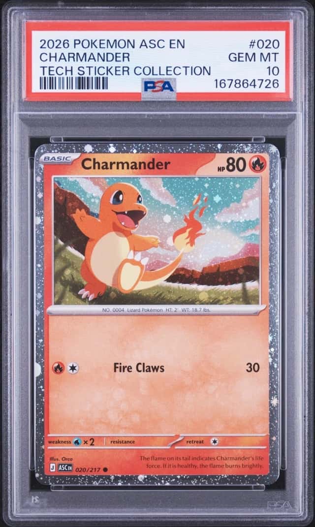 2026 POKEMON ASC EN-ASCENDED HEROES TECH STICKER COLLECTION CHARMANDER PSA 10
