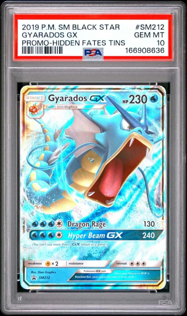 2019 POKEMON SM BLACK STAR PROMO HIDDEN FATES TINS #SM212 GYARADOS GX PSA 10