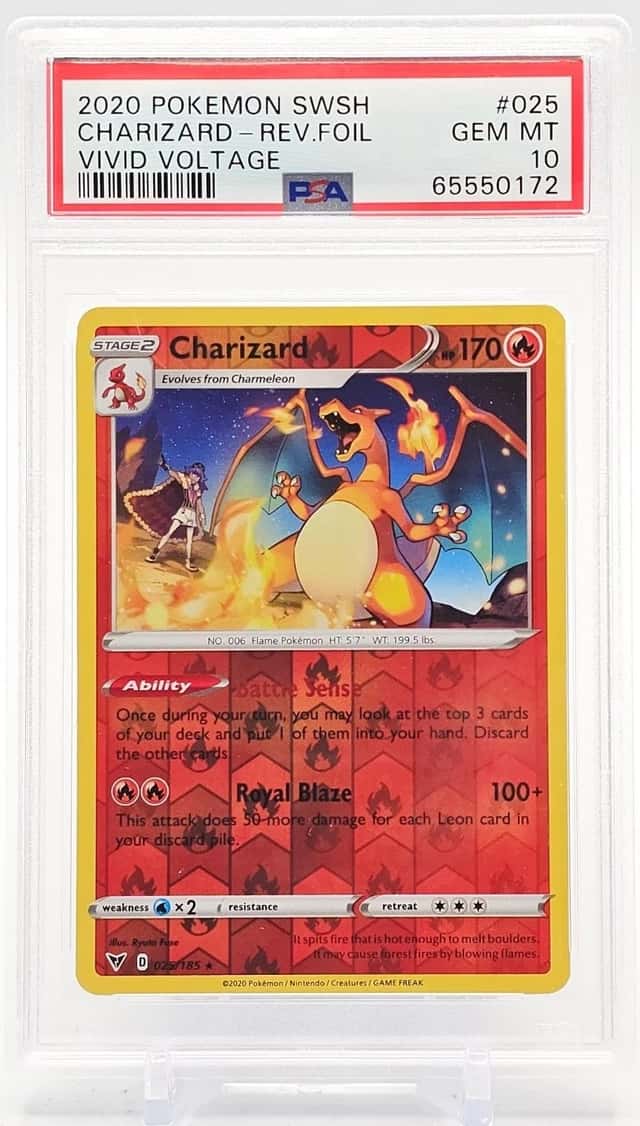 CHARIZARD 2020 POKEMON VIVID VOLTAGE 025/185 RARE HOLO REVERSE HOLO PSA 10 Q0027