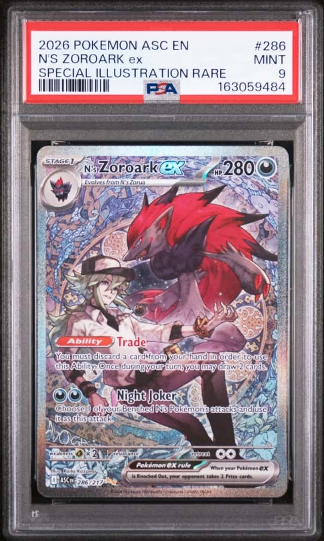 2026 POKEMON ASC EN-ASCENDED HEROES #286 N'S ZOROARK EX PSA 9
